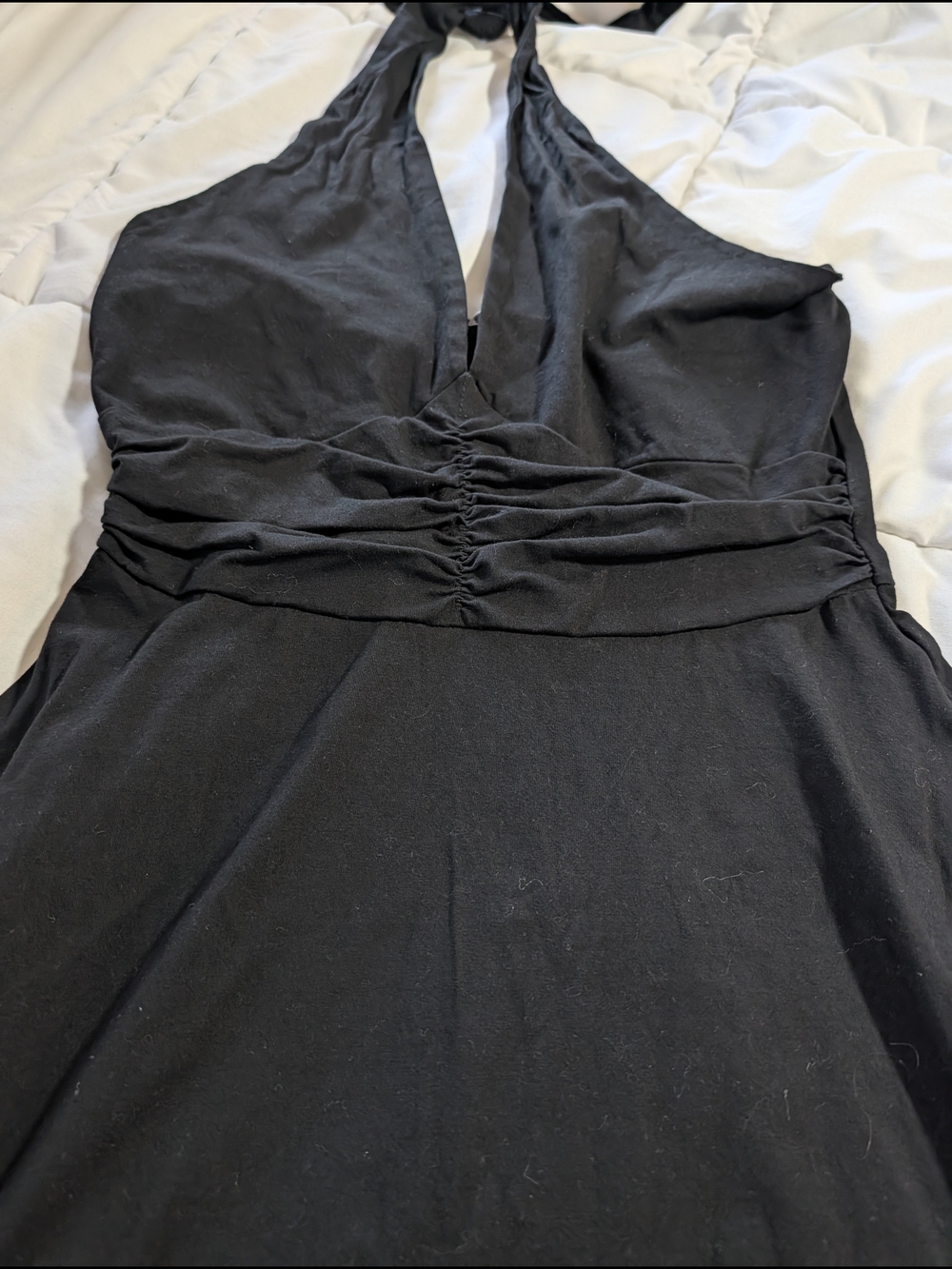 Black Halter Ruched Waist Midi Dress